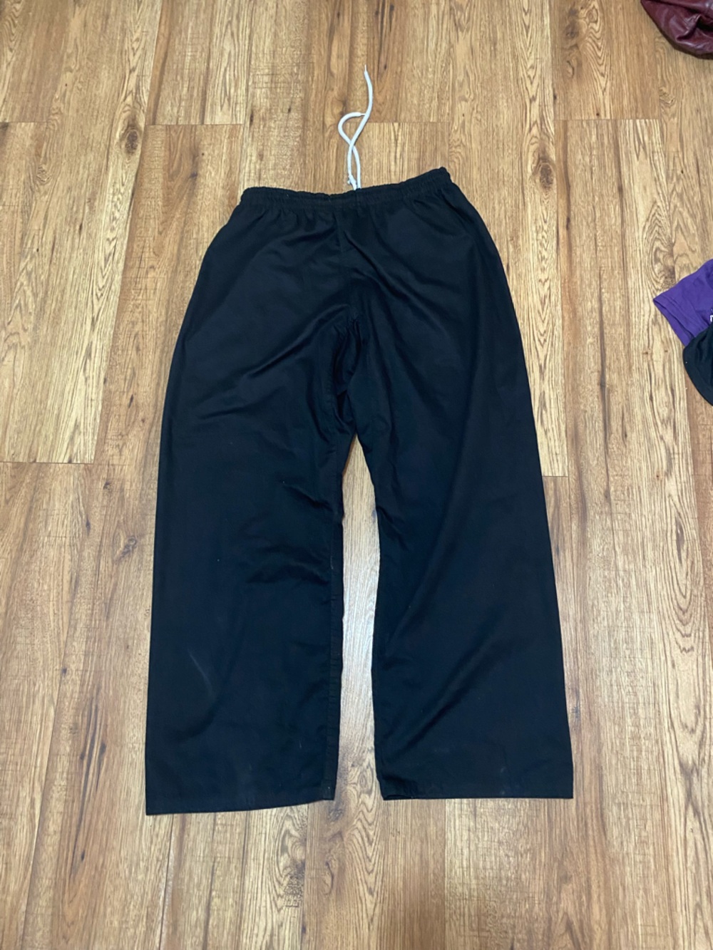 Men's Black Wide-Leg Pants with Elastic Waist